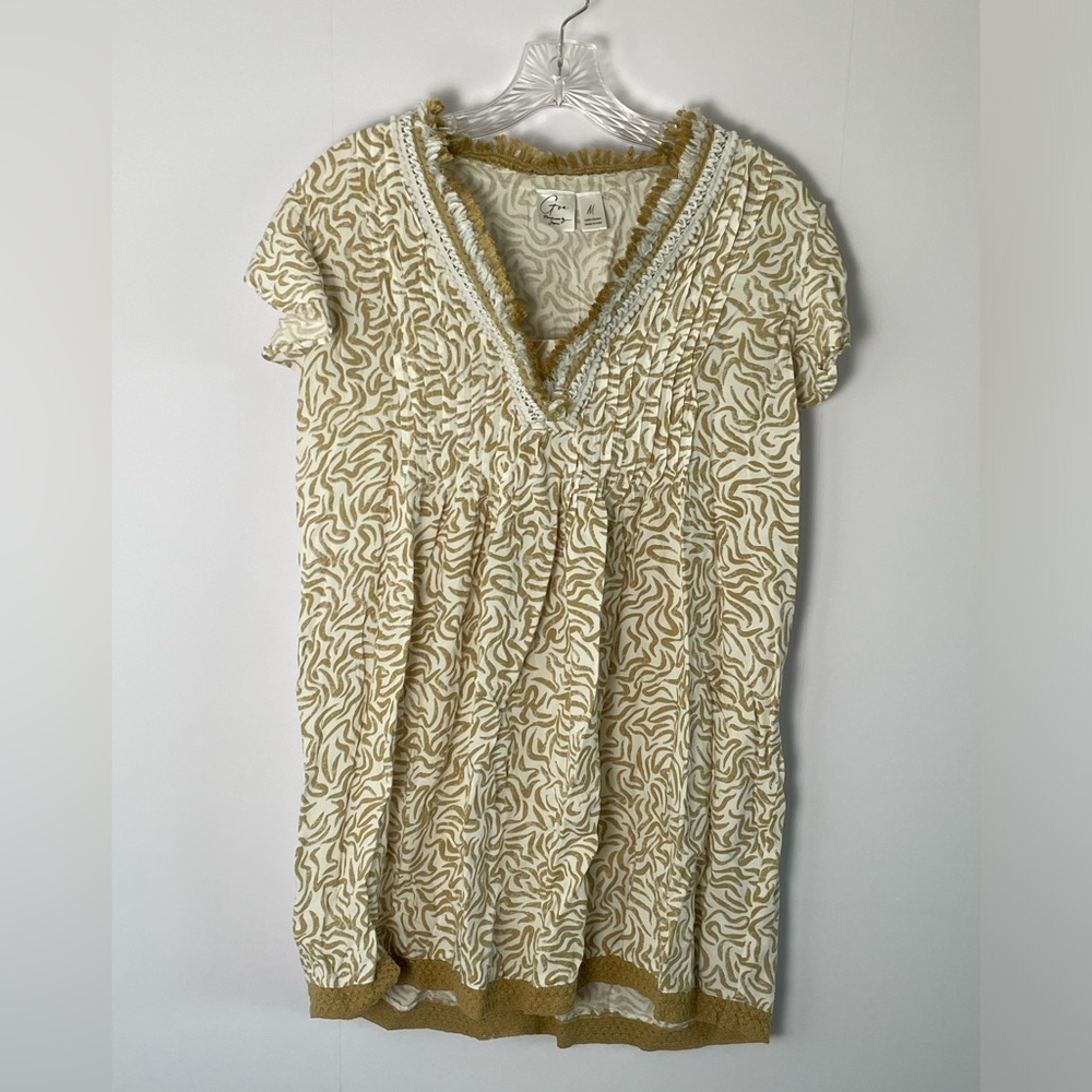 Goa Beachwear by Japna Yellow and White Fringe Crochet Beach Coverup Dress Shirt